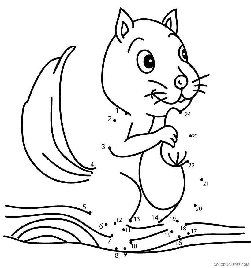 A simple dot to dot worksheet Printable Sheets Little Squirrel Animal Dot To 2021 a 0680 Coloring4free