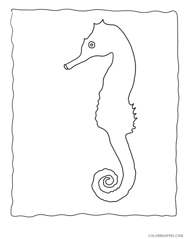 A z Animals for Kids Printable Sheets Seahorse Outline Free Seahorse Coloring 2021 a 4350 Coloring4free