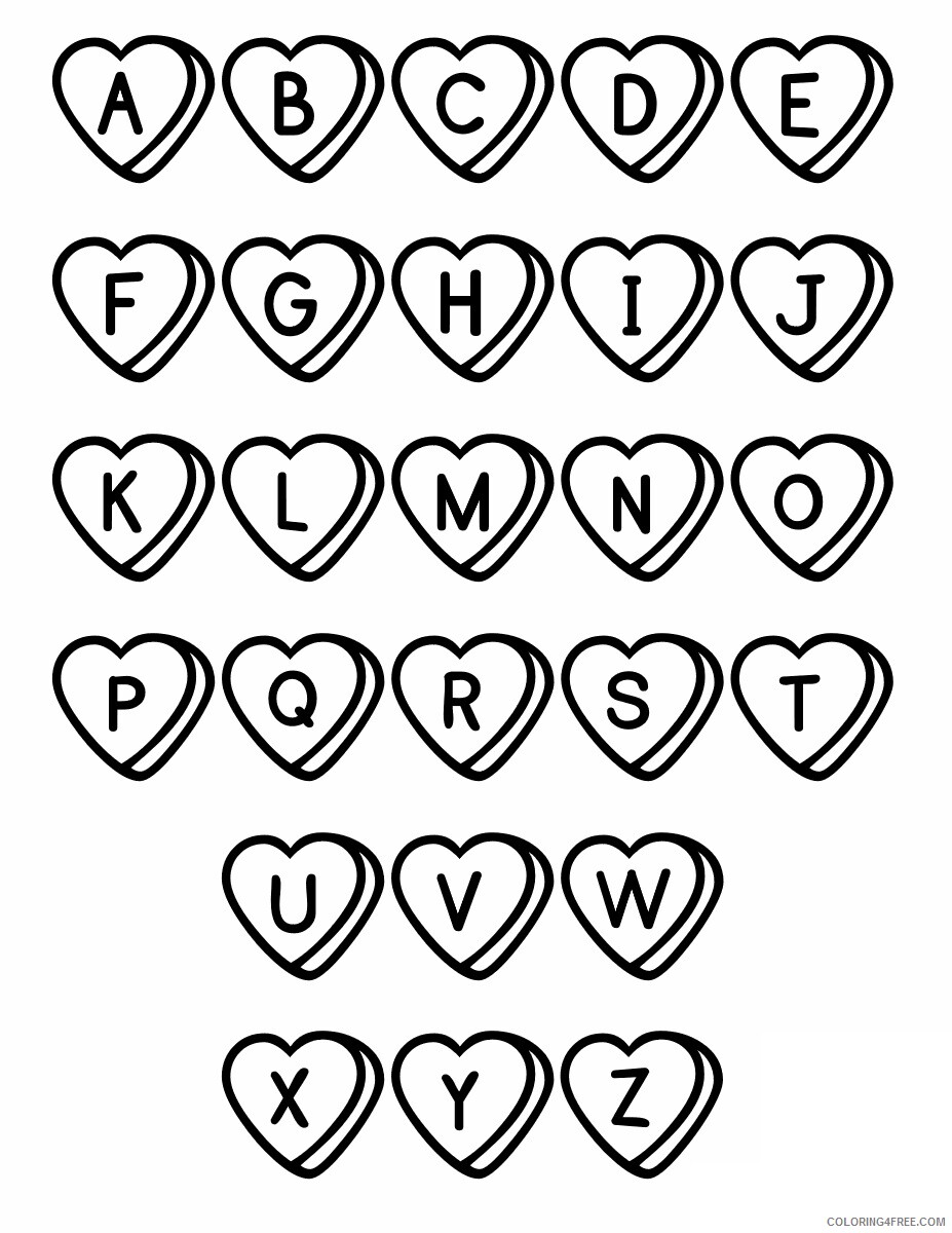 Abc Letters Coloring Pages Printable Sheets Valentine Alphabet Alphabet 2021 a 1014 Coloring4free