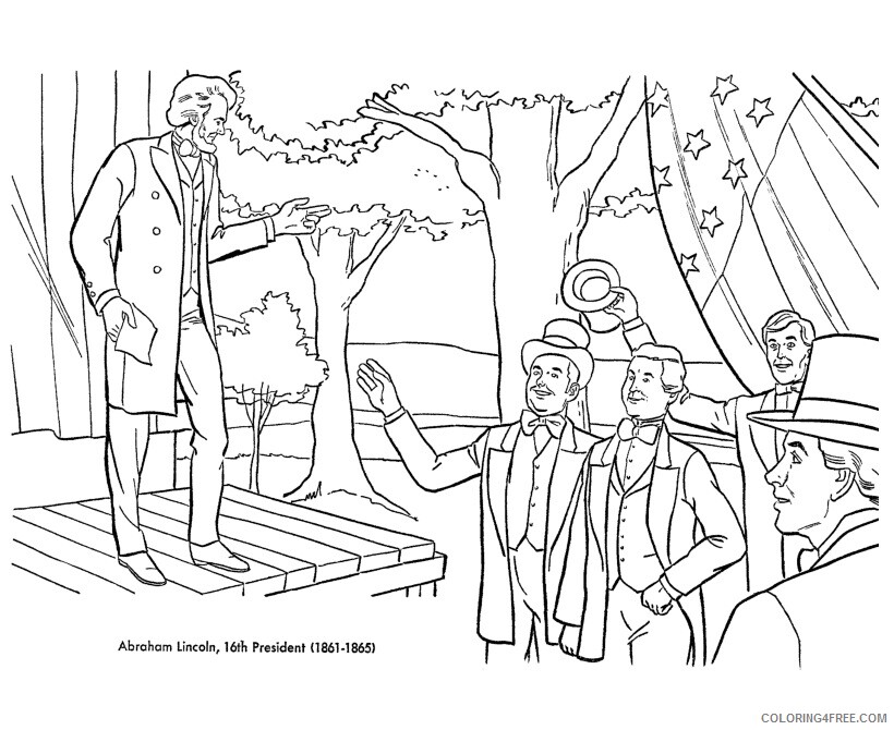 Abe Lincoln Coloring Page Printable Sheets US Presidents pages 2021 a 1087 Coloring4free