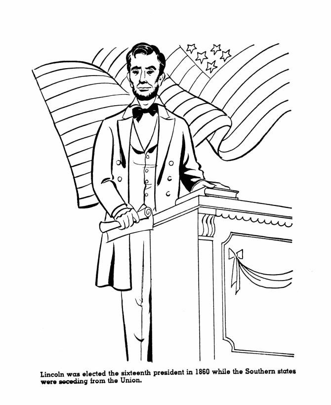 Abe Lincoln Coloring Pages Printable Sheets USA Printables President Abraham Lincoln 2021 a 1103 Coloring4free