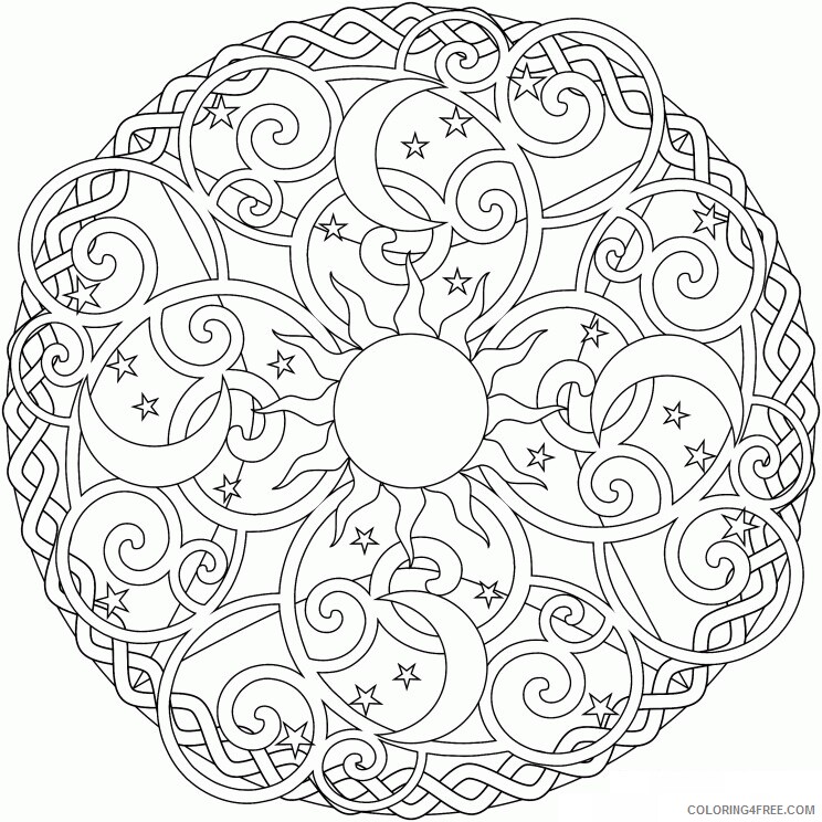 Abstract Coloring Pages Full Printable Sheets Mandala with the Sun the 2021 a 1396 Coloring4free