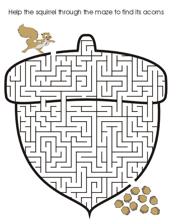 Acorn Coloring Pages for Kids Printable Sheets Acorn maze printable Thanksgiving Acorn 2021 a 1460 Coloring4free