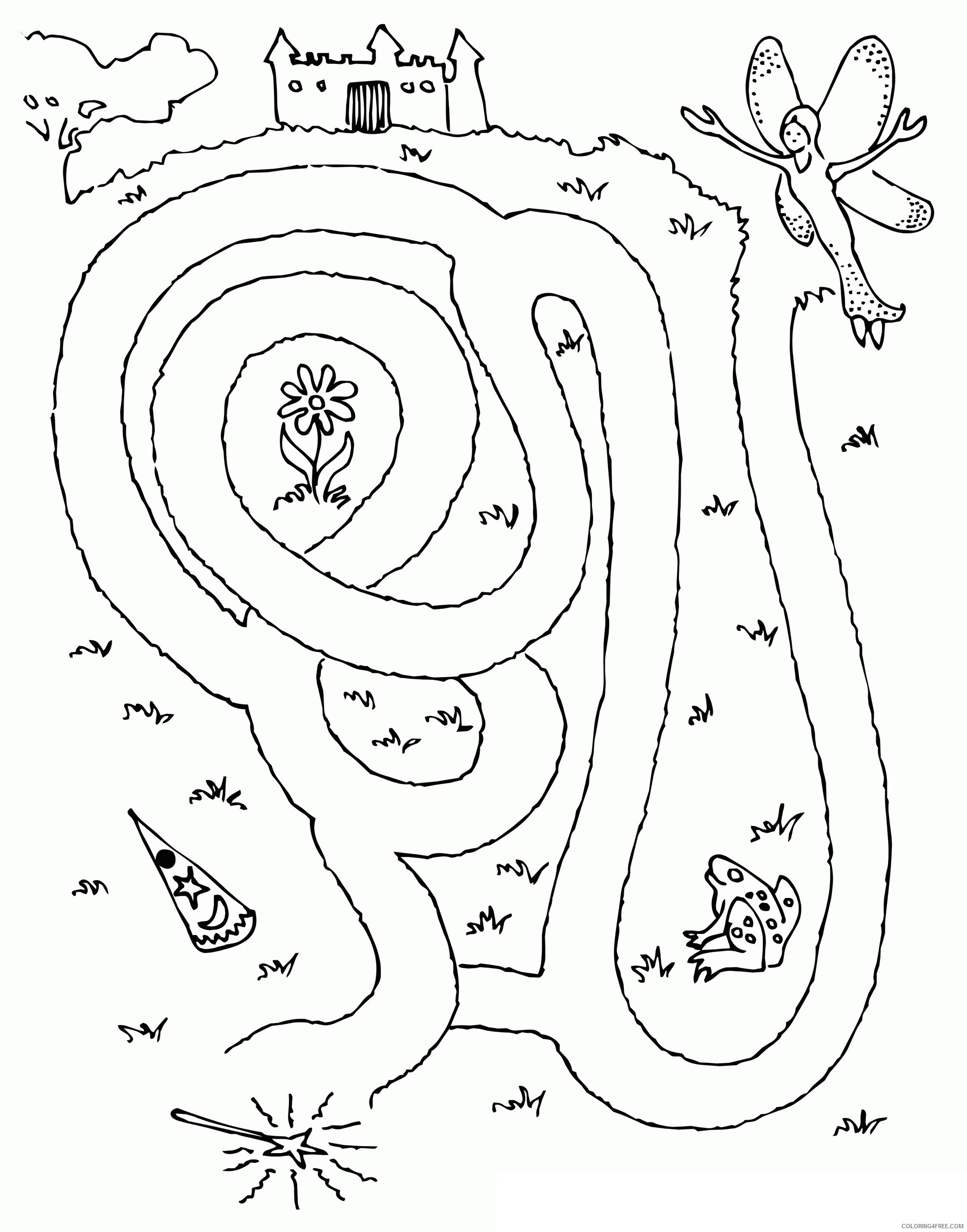 Activity Coloring Page Printable Sheets Fairy Maze Activity Page 2021 a 1512 Coloring4free