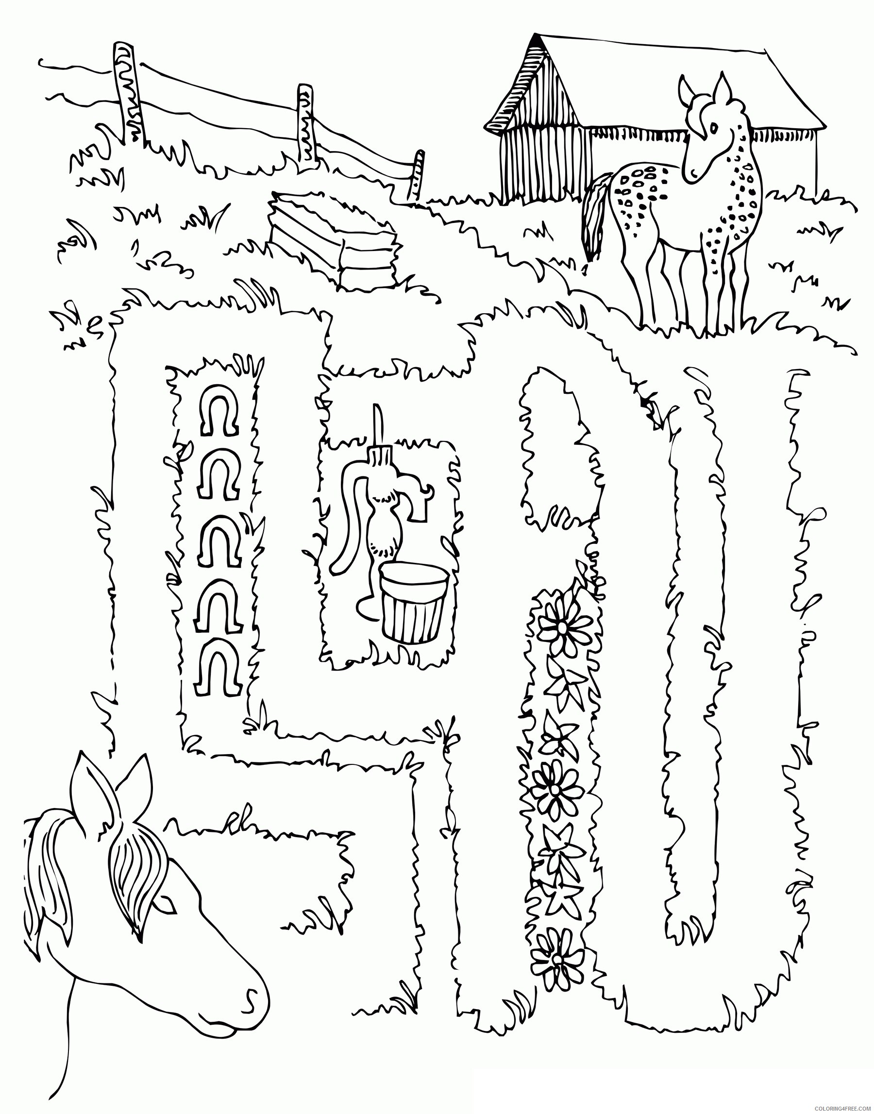 Activity Coloring Page Printable Sheets Horse Maze Activity Picture 2021 a 1516 Coloring4free