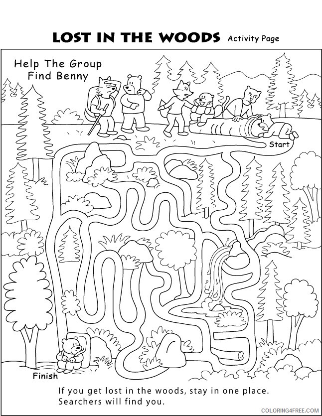 Activity Coloring Page Printable Sheets Lost in the woods activity 2021 a 1520 Coloring4free