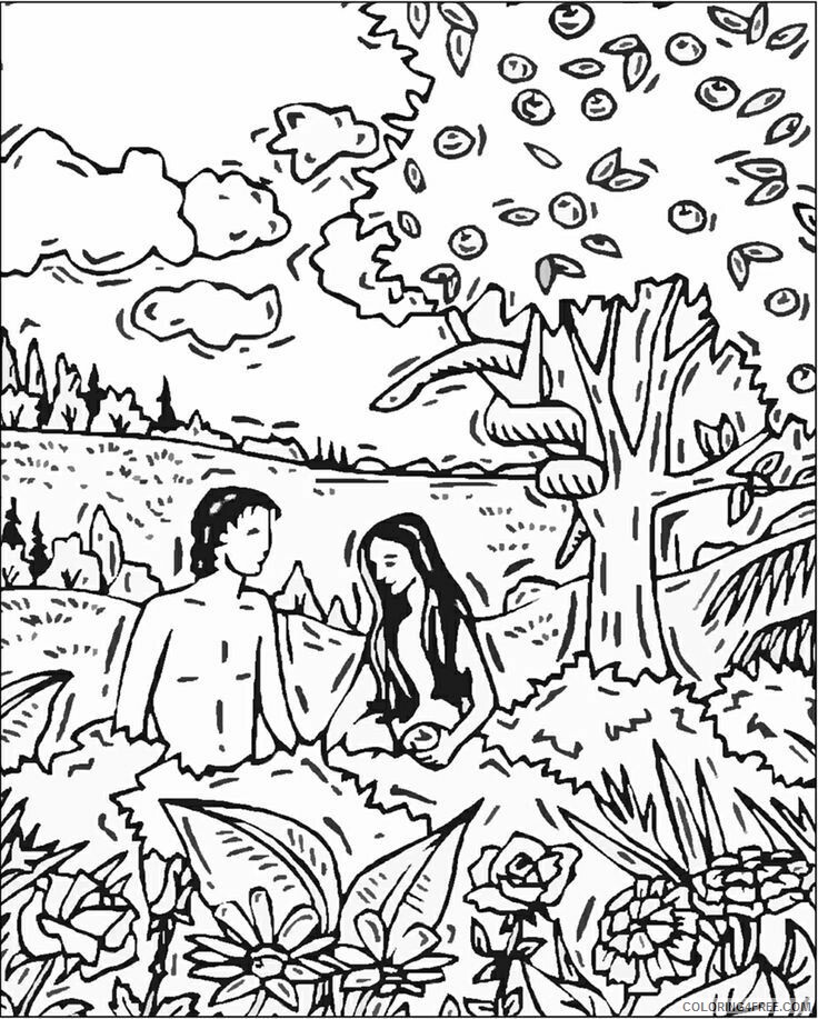 Adam And Eve Coloring Page Printable Sheets Colouring Page Of Adam And 2021 a 1595 Coloring4free