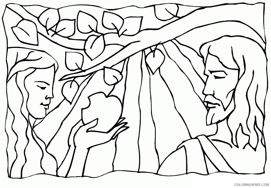 Adam and Eve Coloring Pages Printable Sheets Adam and Eve Page 2021 a 1598 Coloring4free