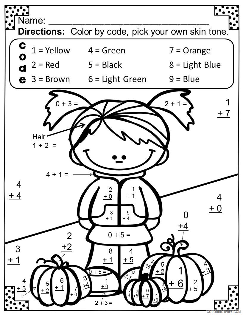 Addition Color By Number Printable Sheets Addition Color By Number 2021 a 1654 Coloring4free