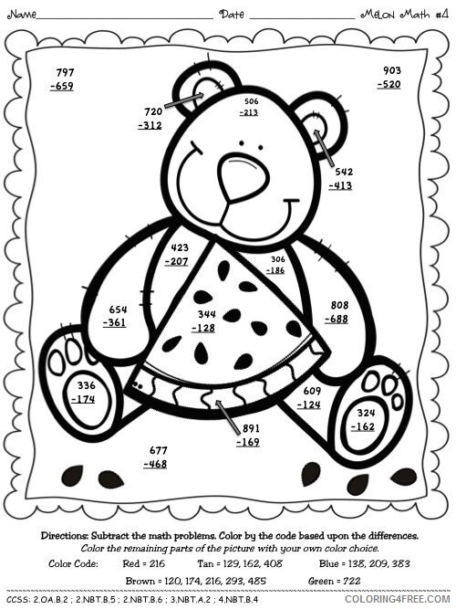Addition and Subtraction Coloring Pages Activity Color By Numbers 2021 a Coloring4free