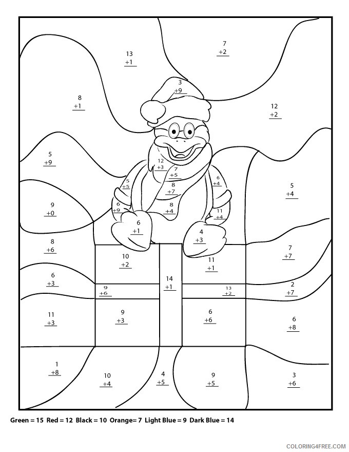 Addition and Subtraction Coloring Pages Christmas Winter Math Worksheets 2021 a 1624 Coloring4free