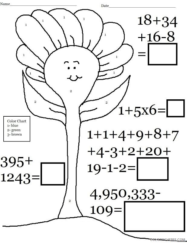Addition and Subtraction Coloring Pages Printable Sheets New Year Free 2021 a 1640 Coloring4free