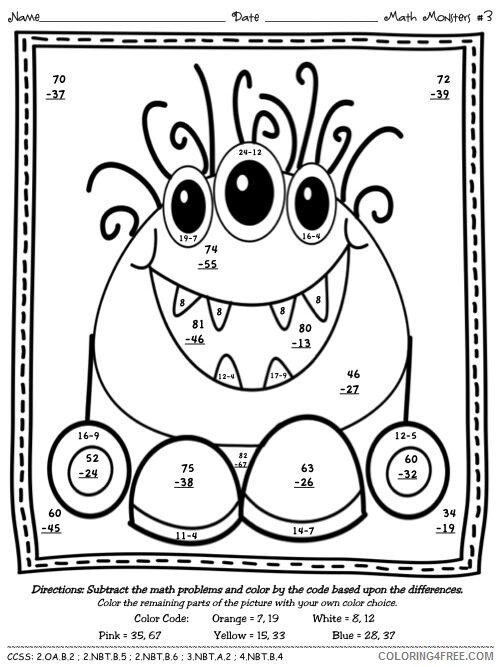 Addition and Subtraction Coloring Pages Printable Sheets Page 2021 a 1620 Coloring4free