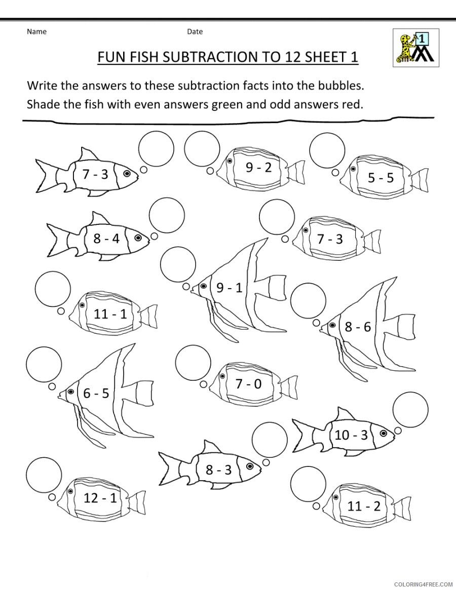 Addition and Subtraction Coloring Pages Printable Sheets Subtraction Pages 2021 a Coloring4free