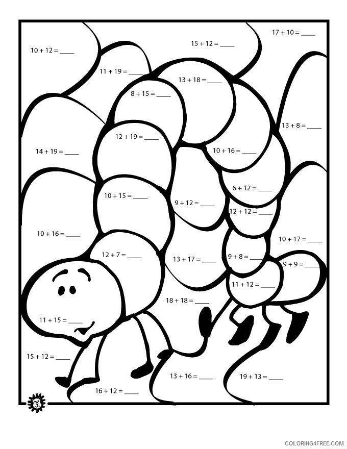 Addition and Subtraction Coloring Pages Printable Sheets color by number Color By 2021 a Coloring4free