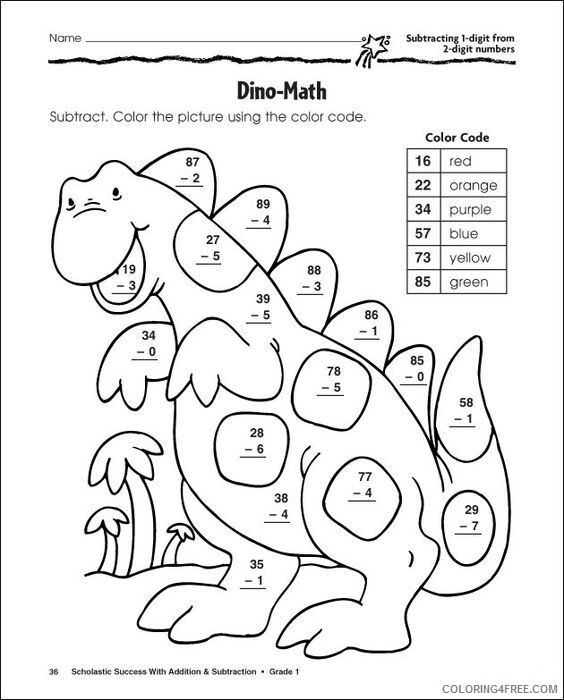 Addition and Subtraction Coloring Pages maths worksheets for grade 2021 a 1639 Coloring4free