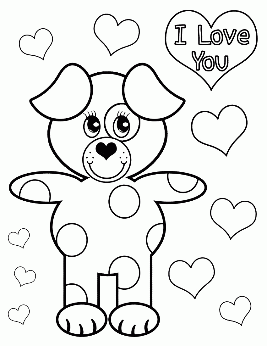 Adorable Puppy Coloring Pages Printable Sheets cute puppy love page 2021 a 1713 Coloring4free