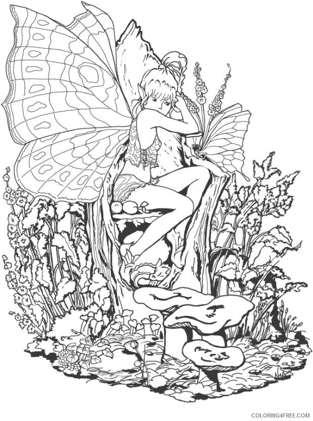 Adult Coloring Page Fairy Printable Sheets Free Adult Fairies 2021 a 1846 Coloring4free