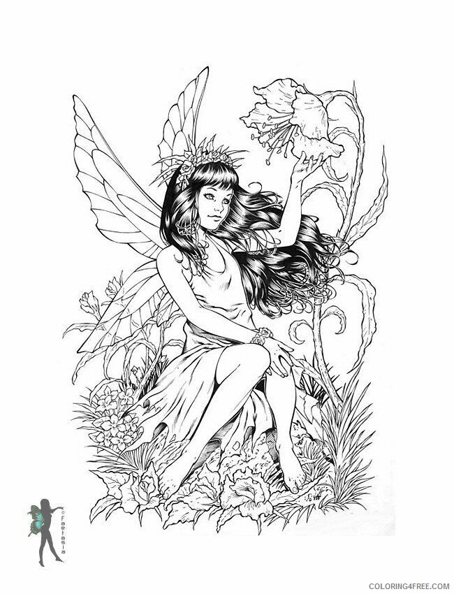 Adult Coloring Page Fairy Printable Sheets Free Adult Fairy Pages 2021 a 1847 Coloring4free