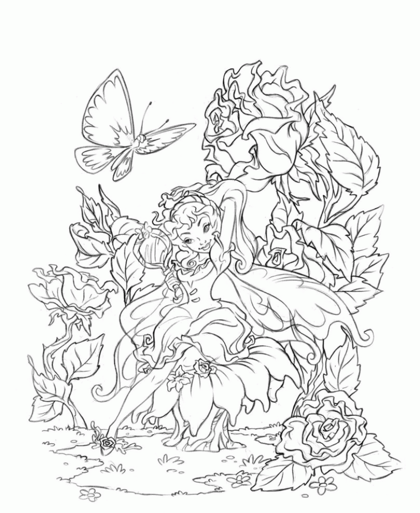 Adult Coloring Page Fairy Printable Sheets free printable fairy pages 2021 a 1851 Coloring4free