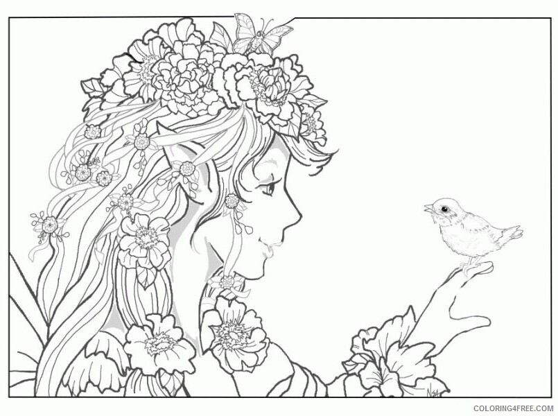 Adult Coloring Pages Fairies Printable Sheets Autumn Fairy For 2021 a 1914 Coloring4free
