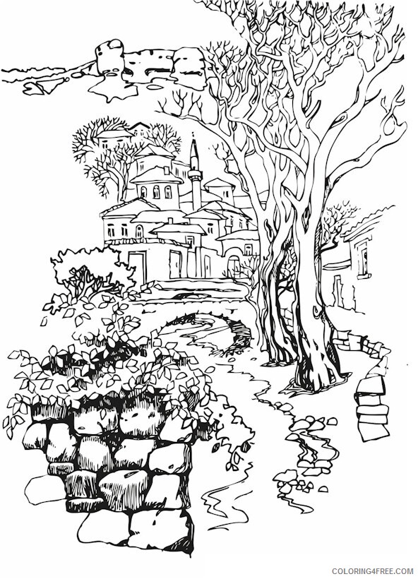 Adult Coloring Pages Landscapes Printable Sheets Landscape Page for adults 2021 a 1984 Coloring4free