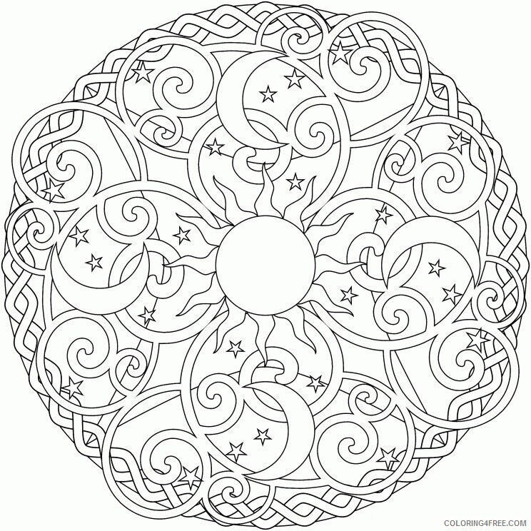 Adult Coloring Pages Mandalas Printable Sheets Mandala with the Sun the 2021 a 2008 Coloring4free