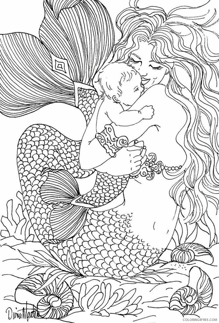 Adult Coloring Pages Mermaid Printable Sheets 1000 ideas about Free Coloring 2021 a 2014 Coloring4free