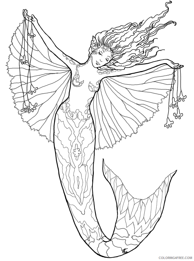 Adult Coloring Pages Mermaid Printable Sheets Advanced Mermaids Coloring 2021 a 2018 Coloring4free