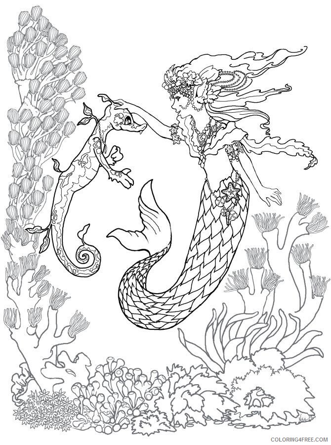 Adult Coloring Pages Mermaid Printable Sheets Mermaid 2021 a 2019 Coloring4free