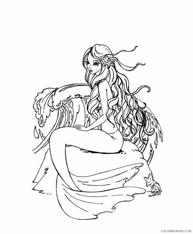 Adult Coloring Pages Mermaid Printable Sheets Mermaid For Adults Pages 2021 a 2023 Coloring4free