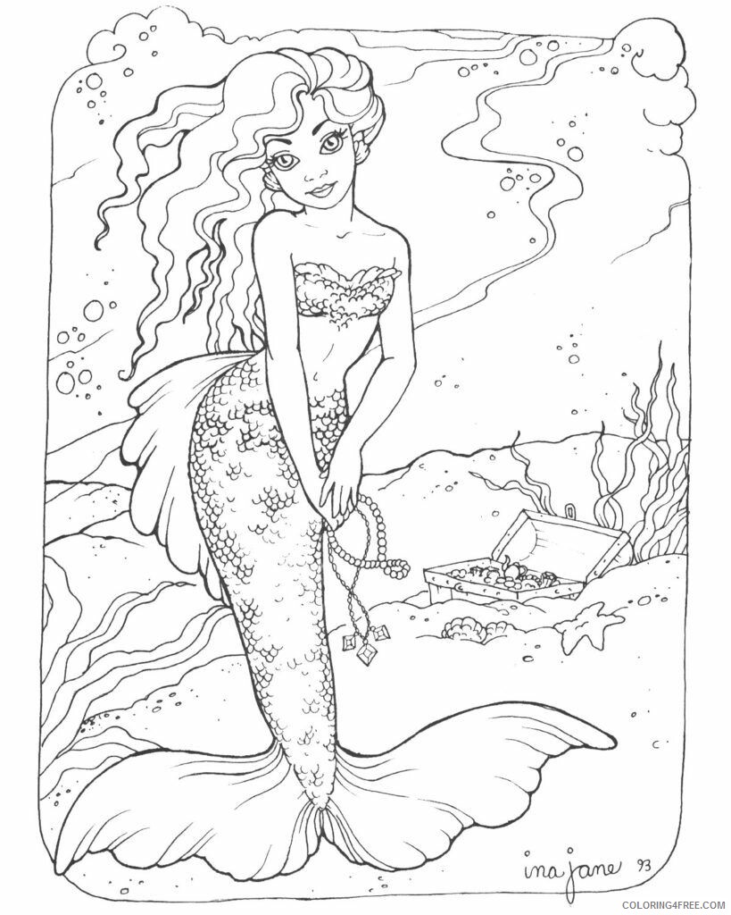 Adult Coloring Pages Mermaid Printable Sheets Mermaid Pages 2021 a 2021 Coloring4free