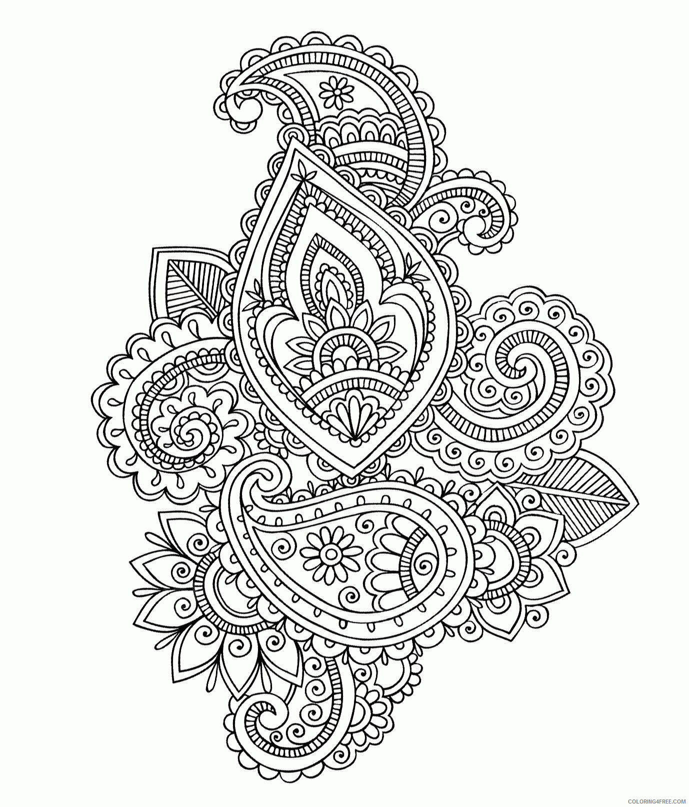 Adult Coloring Pages Paisley Printable Sheets Oriental for adults 2021 a 2071 Coloring4free