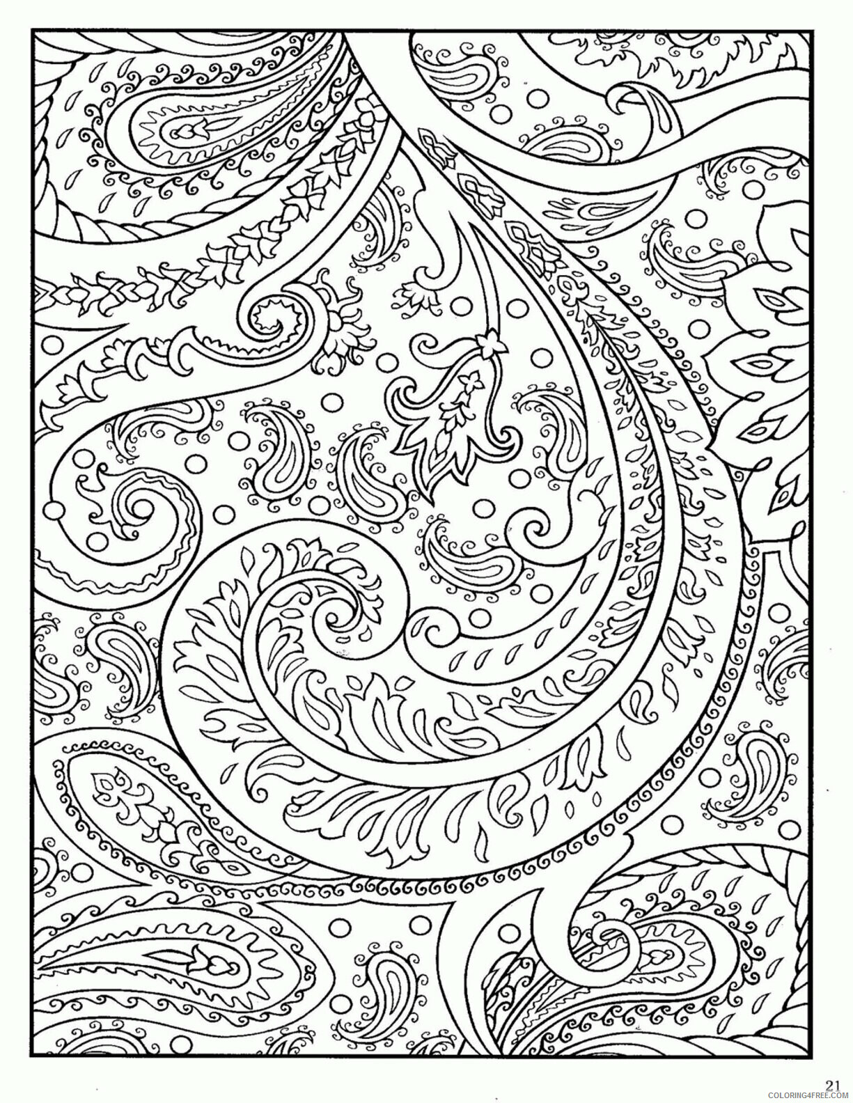 Adult Coloring Pages Paisley Printable Sheets paisley Only Coloring 2021 a 2073 Coloring4free
