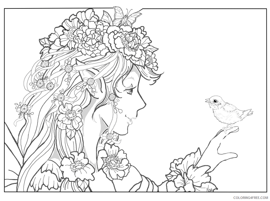 Adult Coloring Pages Printable Sheets Enchanted Designs Fairy Mermaid 2021 a 1874 Coloring4free