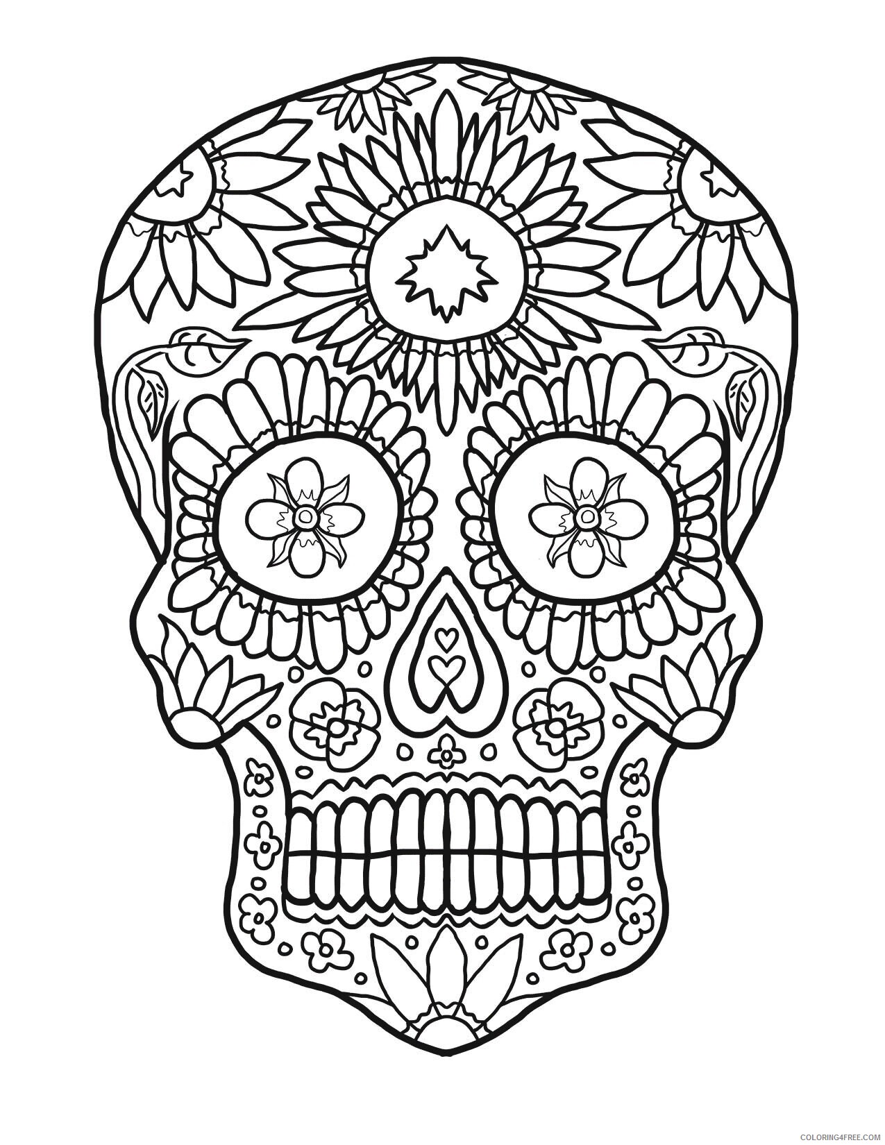 Adult Coloring Pages Skull Printable Sheets Day of the Dead Sugar 2021 a 2107 Coloring4free