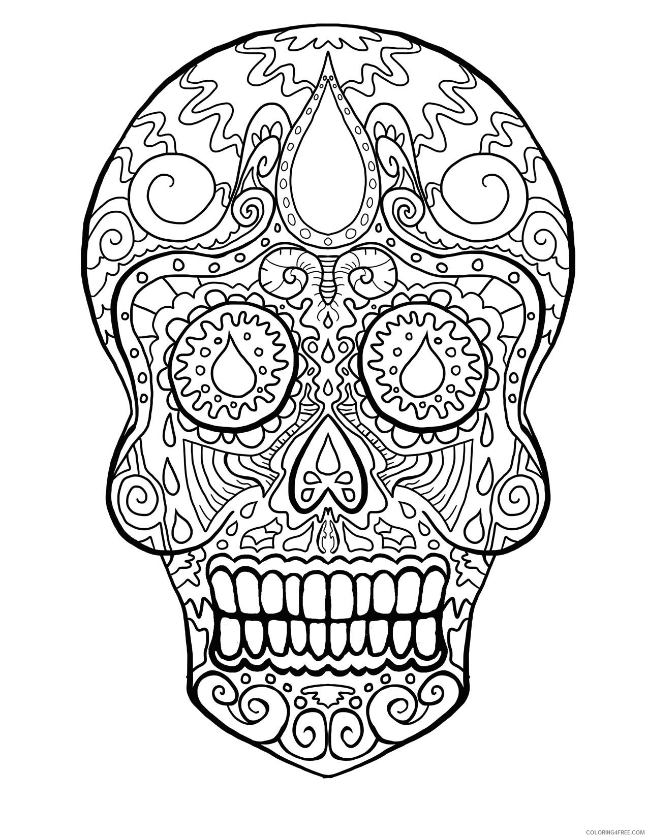 Adult Coloring Pages Skull Printable Sheets Day of the Dead dia 2021 a 2106 Coloring4free