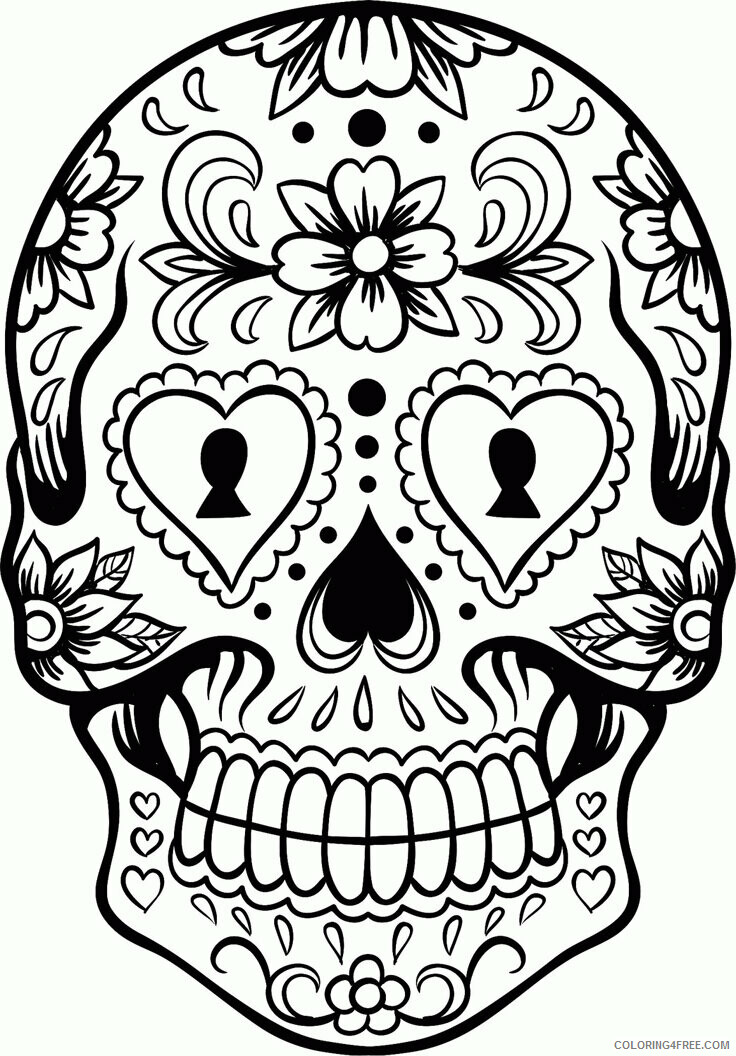 Adult Coloring Pages Skull Printable Sheets Extra Large Sugar Skull Coloring 2021 a 2109 Coloring4free