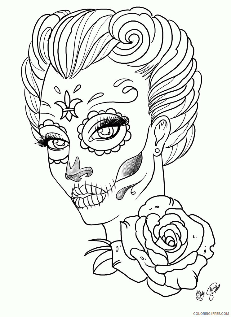 Adult Coloring Pages Skull Printable Sheets For 2021 a 2099 Coloring4free