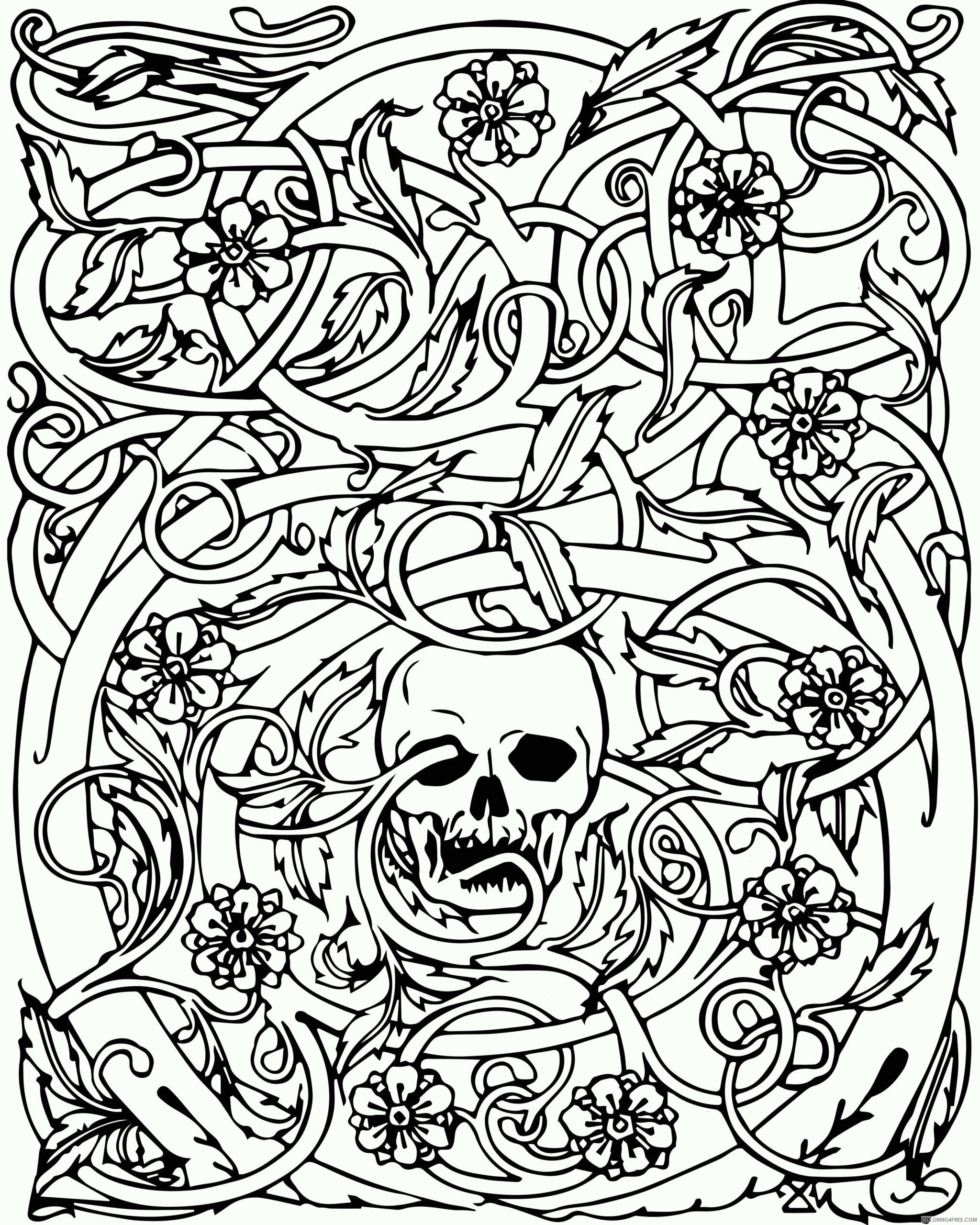 Adult Coloring Pages Skull Printable Sheets Free Spiral Design To Color 2021 a 2113 Coloring4free