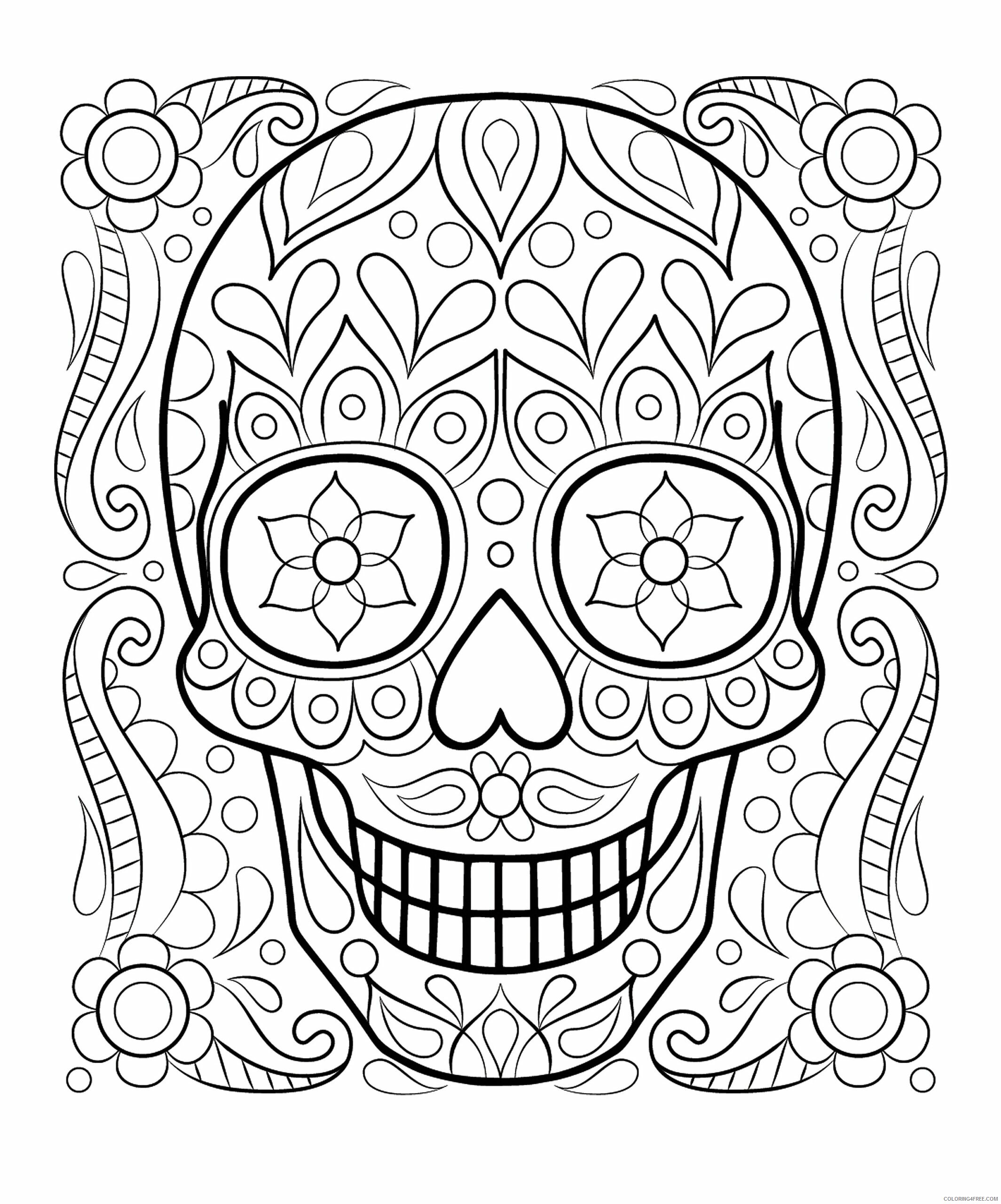 Adult Coloring Pages Skull Printable Sheets Free Sugar Skull Page 2021 a 2114 Coloring4free