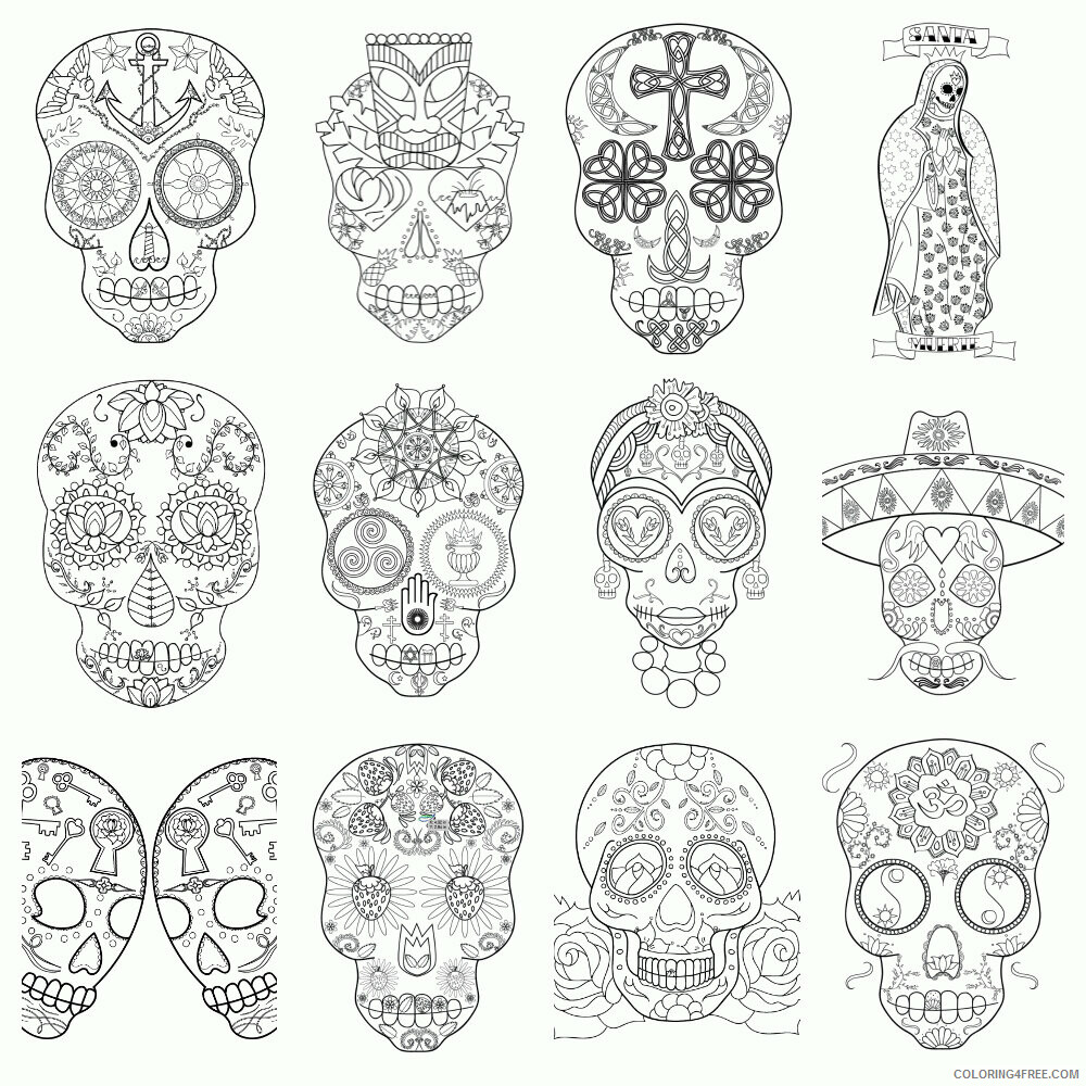 Adult Coloring Pages Skull Printable Sheets Sugar Skull Book Launch 2021 a 2124 Coloring4free