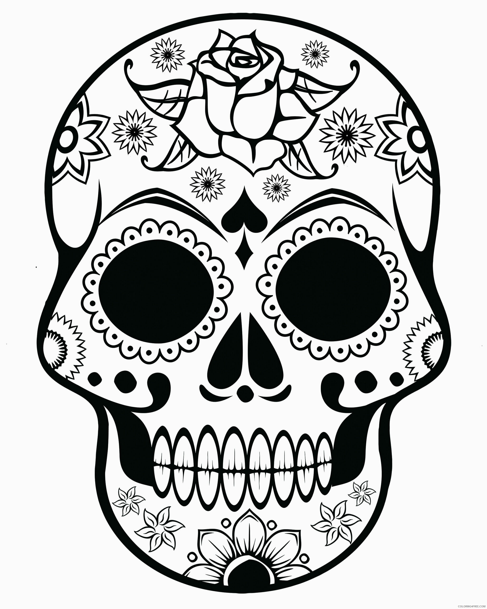 Adult Coloring Pages Skull Printable Sheets Sugar Skull Printables Pages 2021 a 2125 Coloring4free