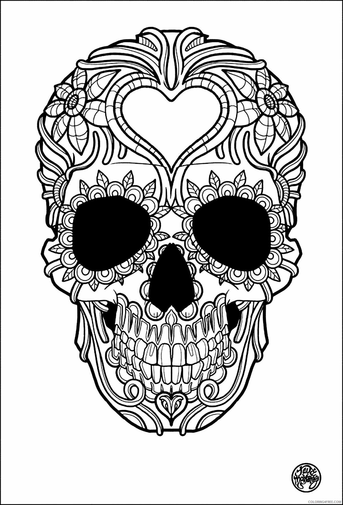 Adult Coloring Pages Skull Printable Sheets Tattoo for adults 2021 a 2127 Coloring4free