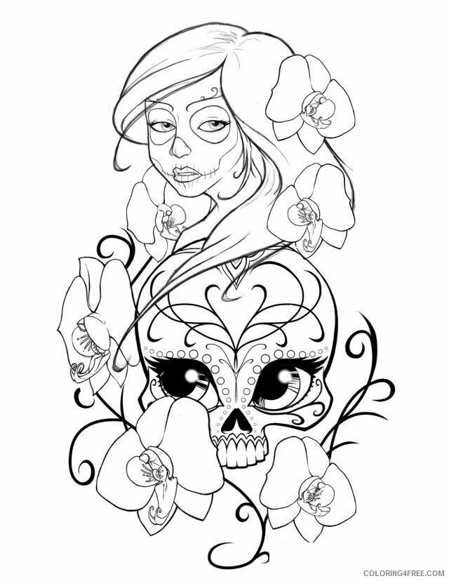Adult Coloring Pages Skull Printable Sheets for adults sugar 2021 a 2103 Coloring4free