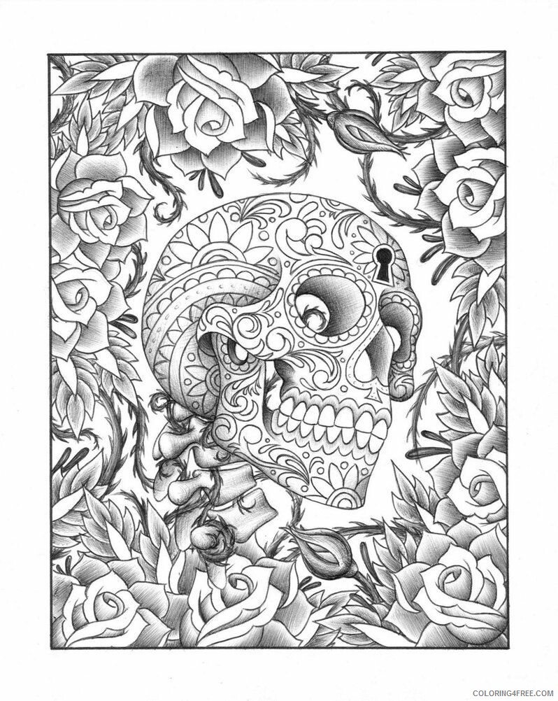 Adult Coloring Pages Skulls Printable Sheets Adult Book Dover 2021 a 2128 Coloring4free