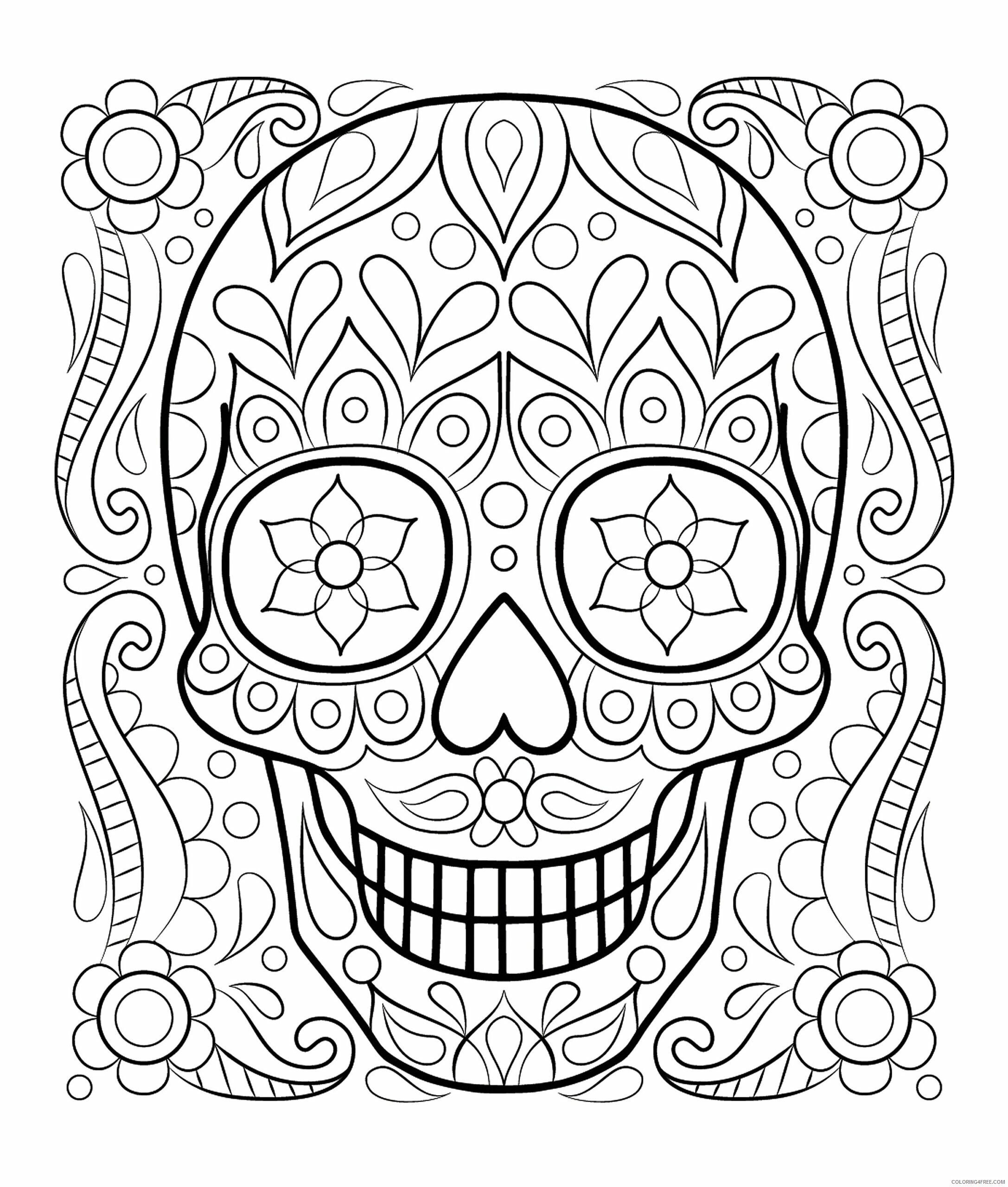 Adult Coloring Pages Skulls Printable Sheets Skulls To Print Pages 2021 a 2139 Coloring4free