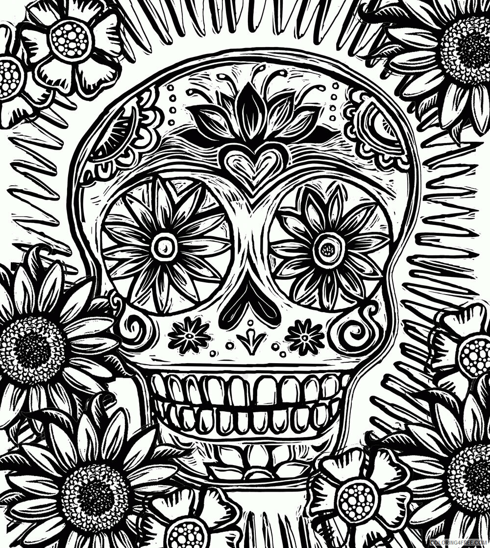 Adult Coloring Pages Skulls Printable Sheets Sugar Skull for 2021 a 2140 Coloring4free