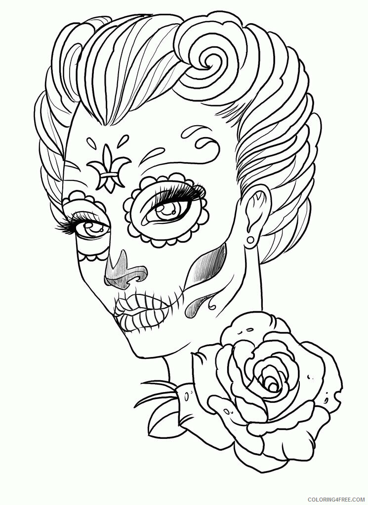 Adult Coloring Pages Skulls Printable Sheets for adults skulls 2021 a 2131 Coloring4free