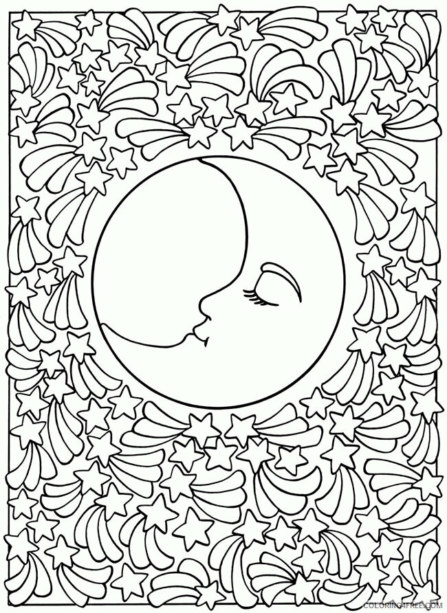 Adult Coloring Pages Of The Sun Printable Sheets Sun And Moon Coloring 2021 A 2046 Coloring4free Coloring4free Com